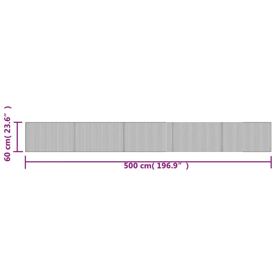 Tapis rectangulaire gris 60x500 cm bambou - 8