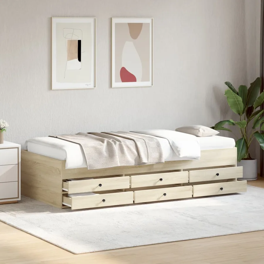 Lit de jour avec tiroirs sans matelas chêne sonoma 75x190 cm