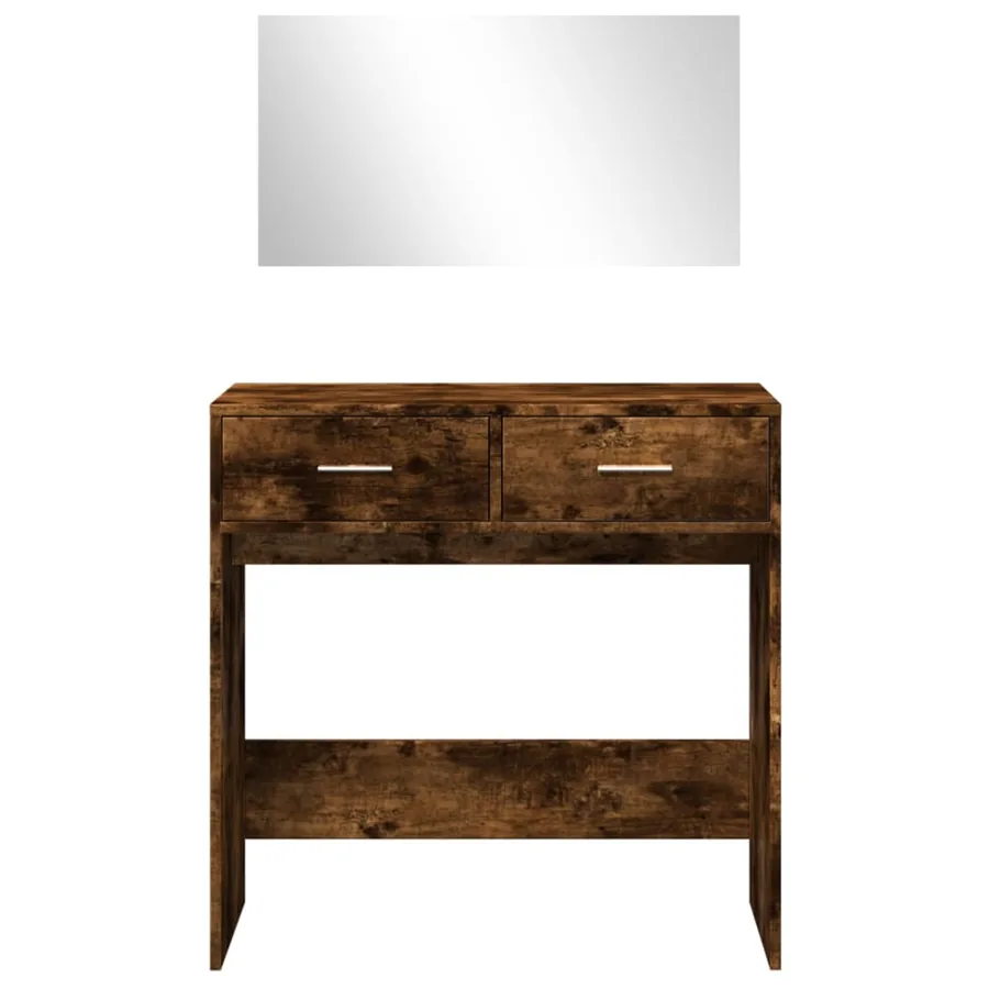 Coiffeuse avec miroir chêne fumé 80x39x80 cm - 5
