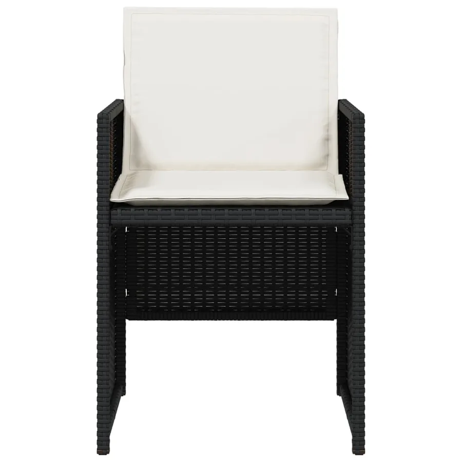 Chaises de jardin lot de 4 avec coussins noir résine tressée - 5