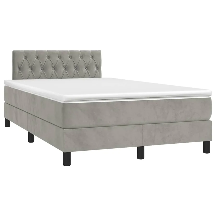 Sommier à lattes de lit et matelas gris clair 120x190cm velours - 2
