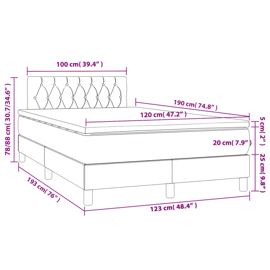 Sommier à lattes de lit et matelas gris clair 120x190cm velours - 9