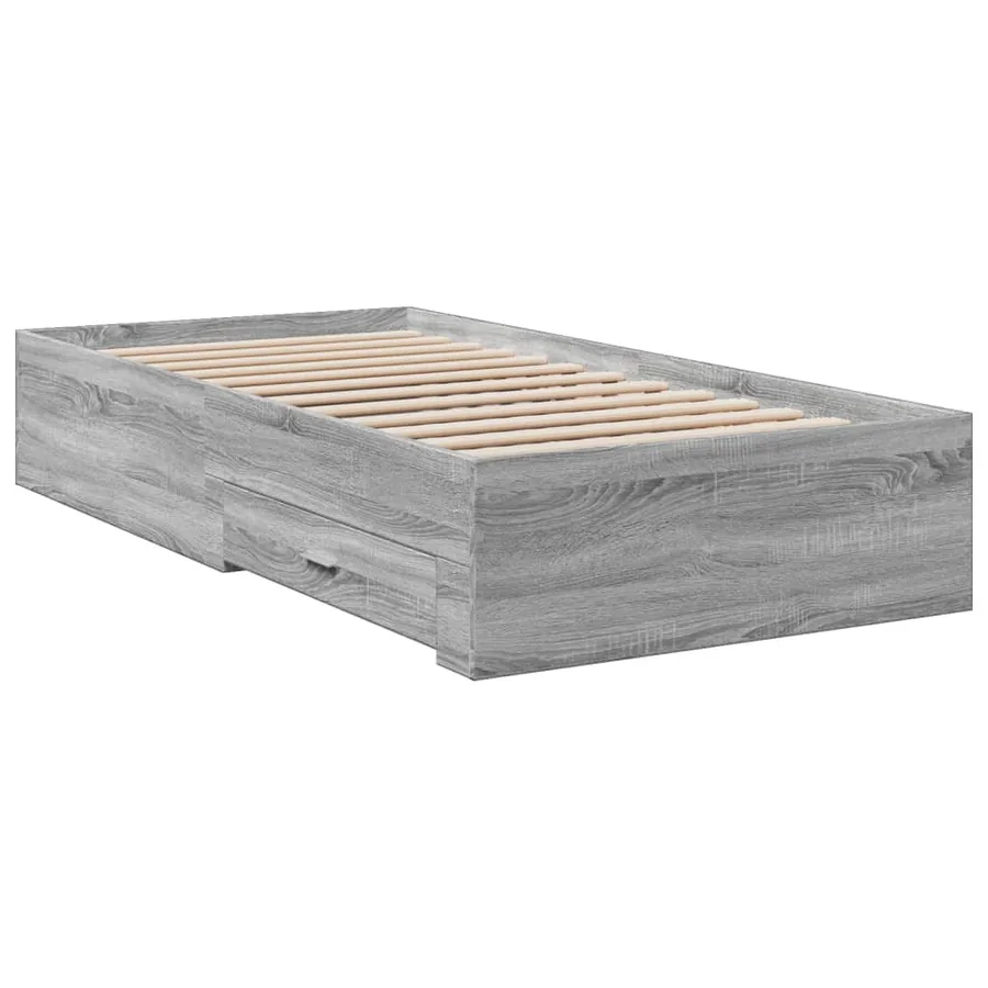 Cadre de lit avec tiroirs sans matelas sonoma gris 90x200 cm - 6