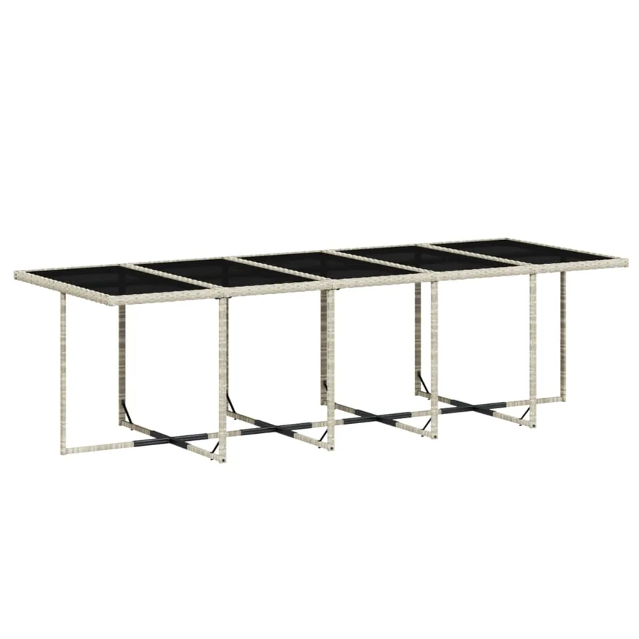 Ensemble à manger de jardin 11pcs avec coussins gris poly rotin - 4