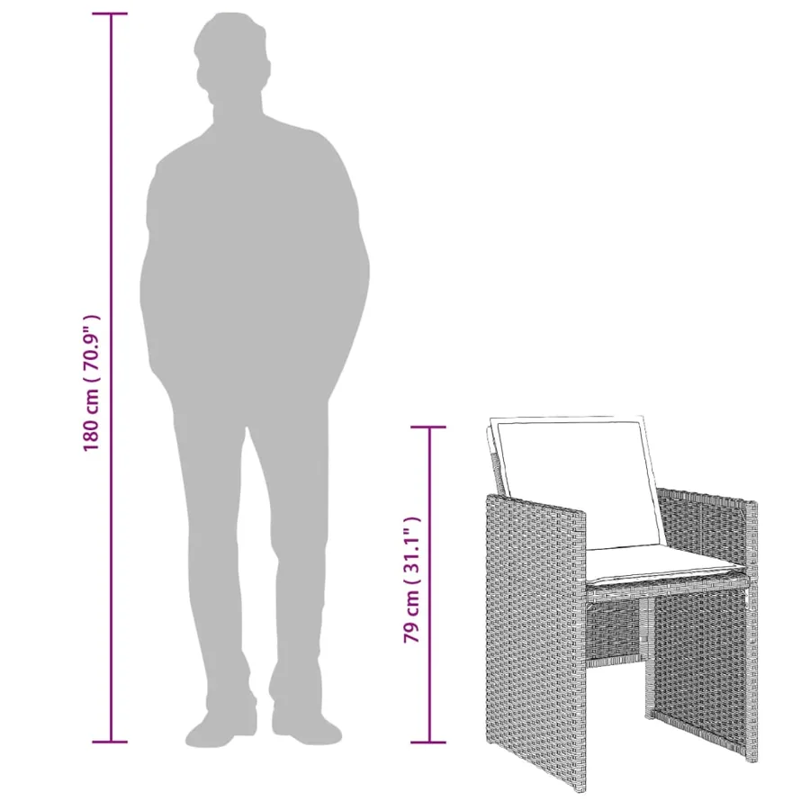 Ensemble à manger de jardin et coussins 13 pcs gris clair rotin - 11