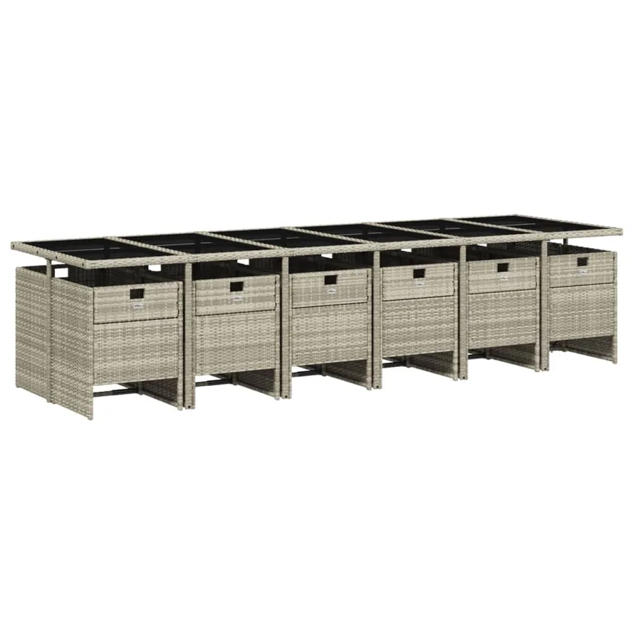 Ensemble à manger de jardin et coussins 13 pcs gris clair rotin - 3