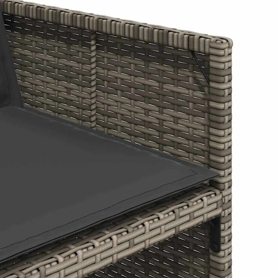 Ensemble à manger de jardin 9 pcs coussins gris résine tressée - 7