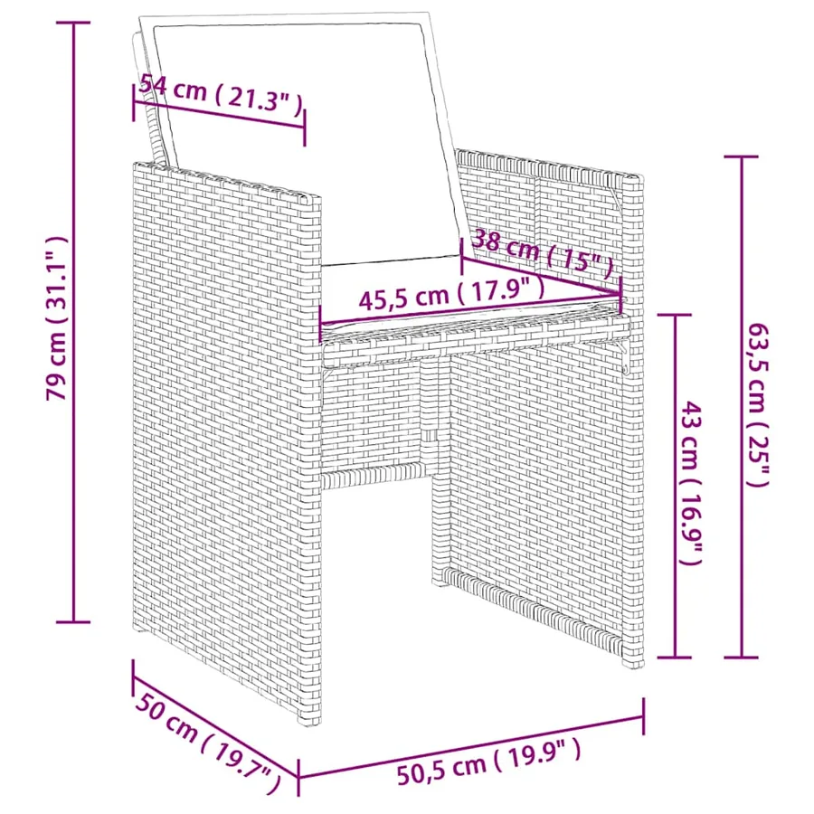 Ensemble à manger de jardin 9 pcs coussins gris résine tressée - 9
