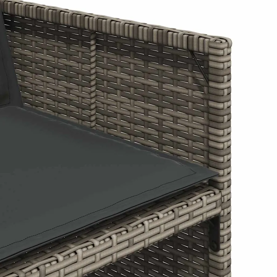 Ensemble à manger de jardin 15 pcs coussins gris résine tressée - 7