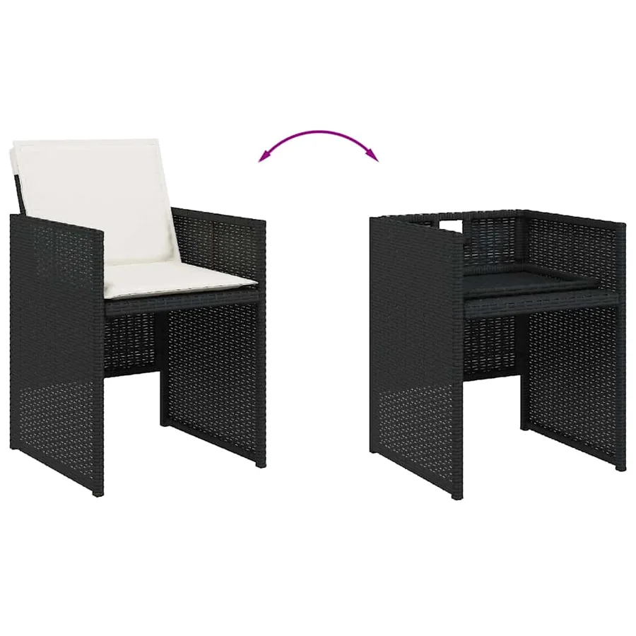 Ensemble à manger de jardin 17 pcs coussins noir résine tressée - 5