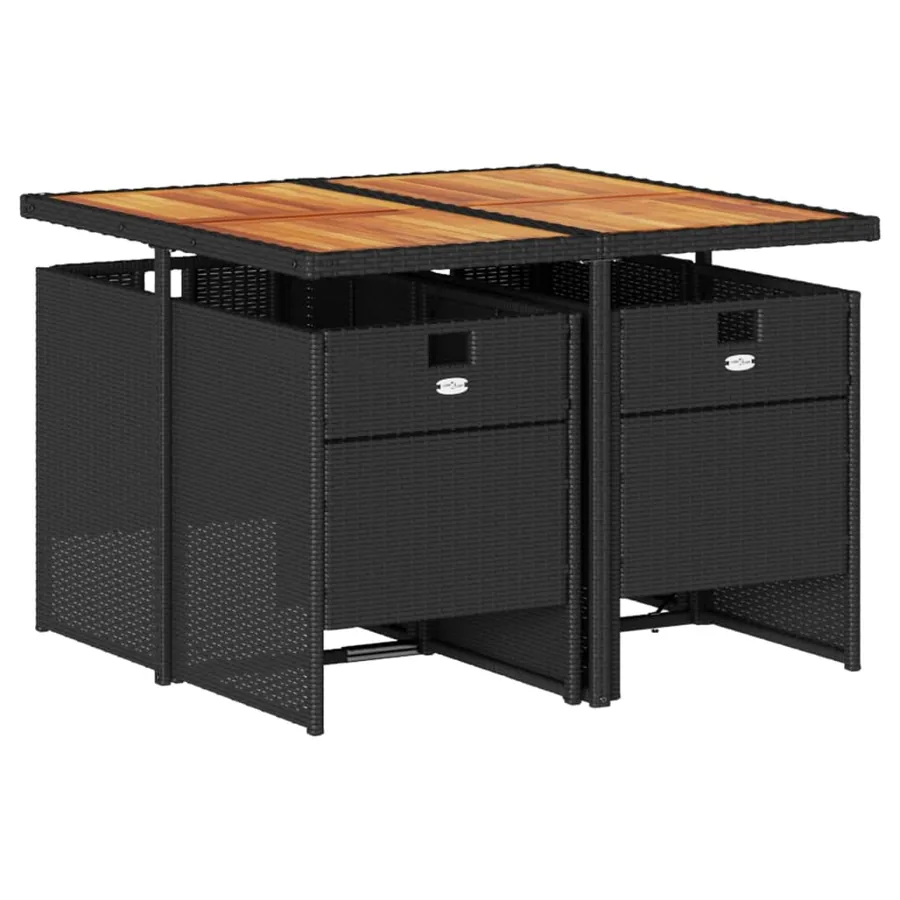 Ensemble à manger de jardin coussins 5pcs Noir Résine tressée - 3