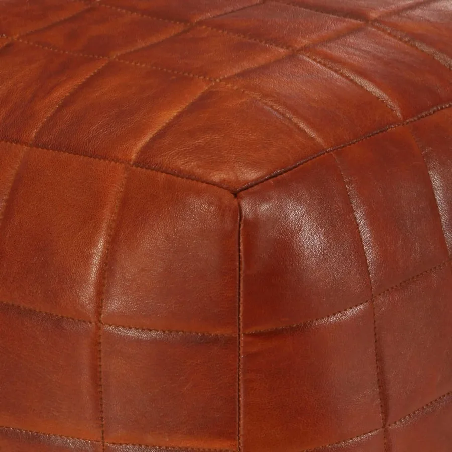 Pouf 40 x 40 x 40 cm Brun roux Cuir véritable de chèvre - 3