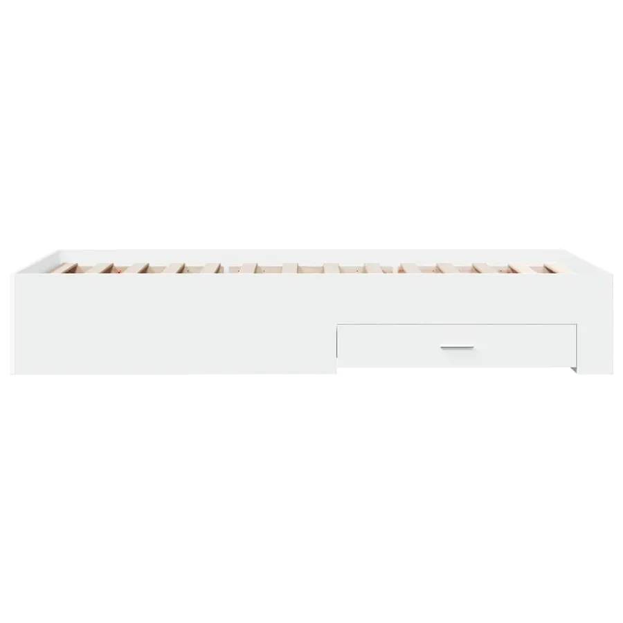 Cadre de lit avec tiroirs sans matelas blanc 100x200 cm - 5