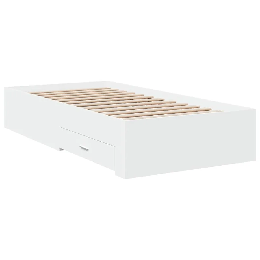 Cadre de lit avec tiroirs sans matelas blanc 100x200 cm - 6