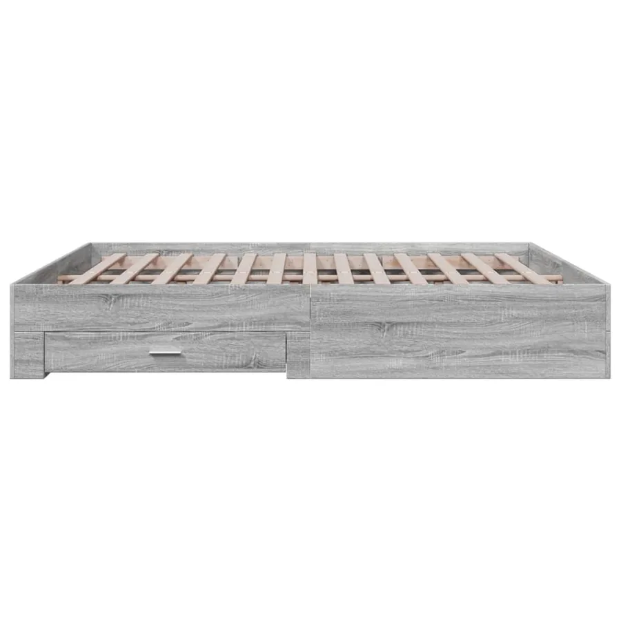 Cadre de lit avec tiroirs sans matelas sonoma gris 200x200 cm - 5