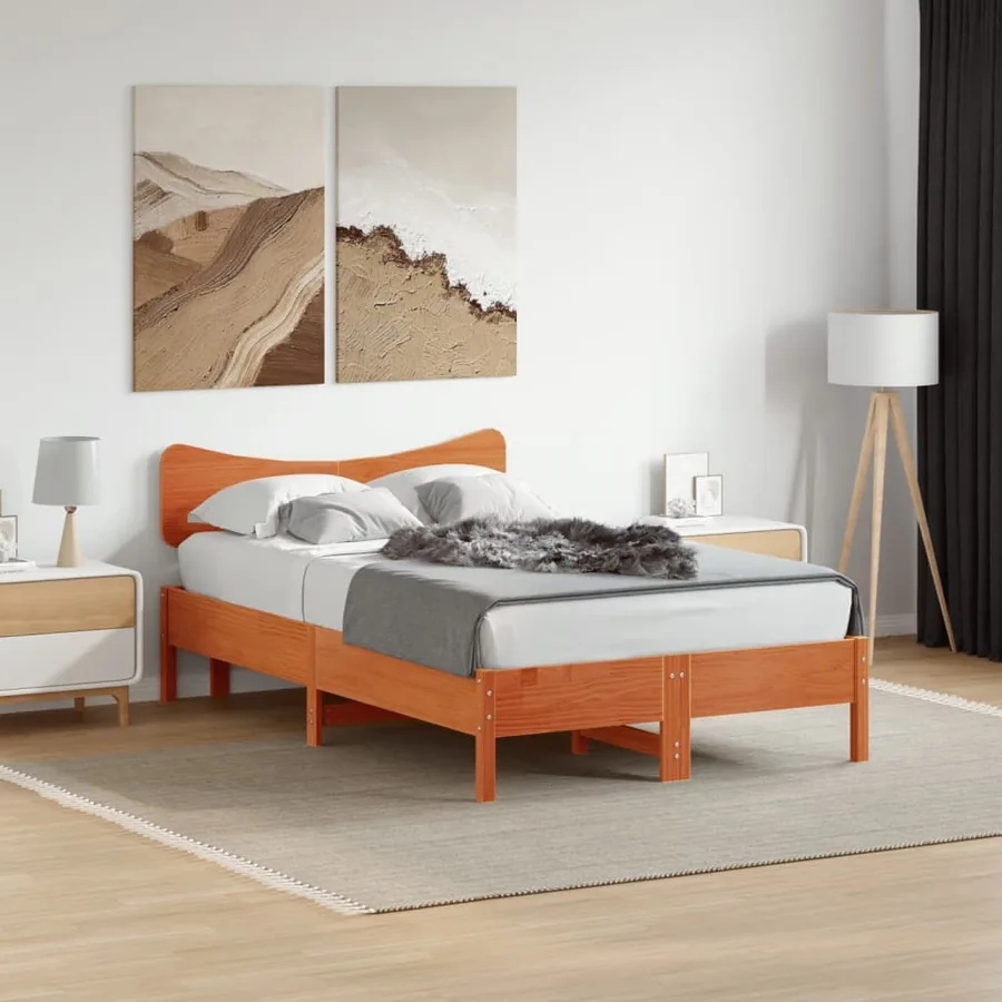 Tête de lit cire marron 120 cm bois massif de pin - 3