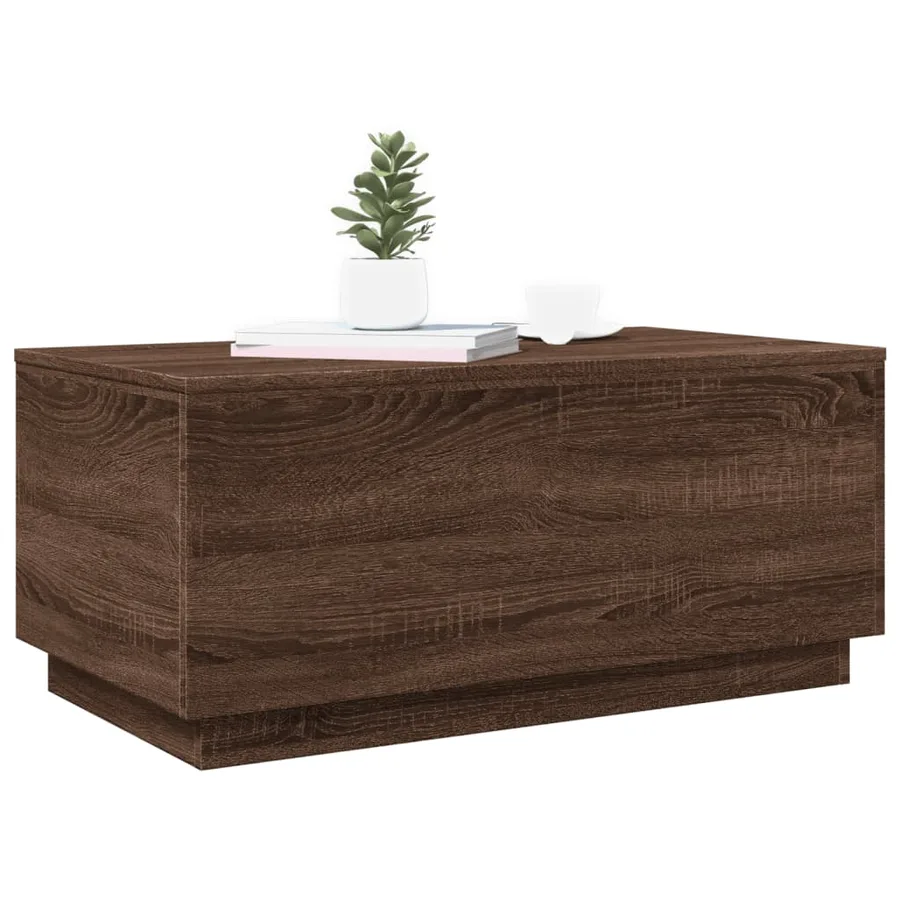 Table basse avec lumières LED chêne marron 90x50x40 cm - 6