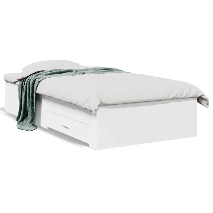 Cadre de lit avec tiroirs sans matelas blanc 90x190 cm - 2
