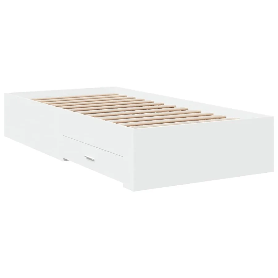 Cadre de lit avec tiroirs sans matelas blanc 90x190 cm - 3
