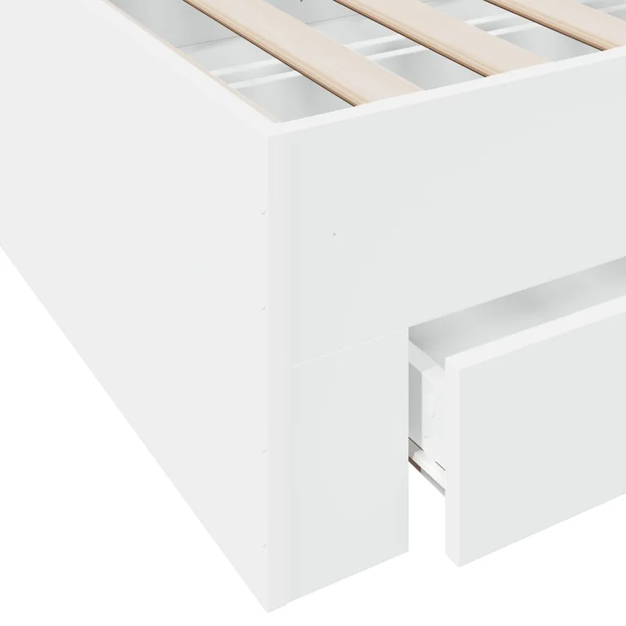 Cadre de lit avec tiroirs sans matelas blanc 90x190 cm - 8