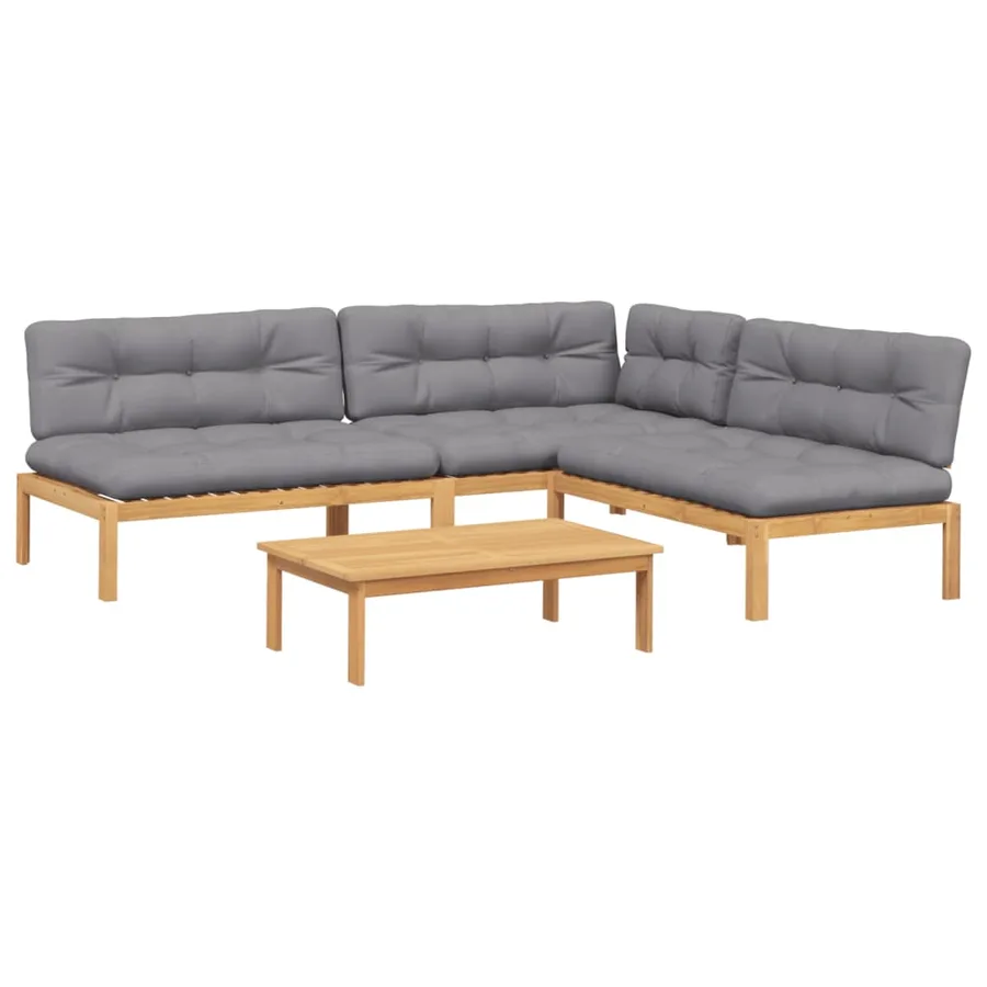 Salon palette de jardin avec coussins 4pcs bois d'acacia massif - 2