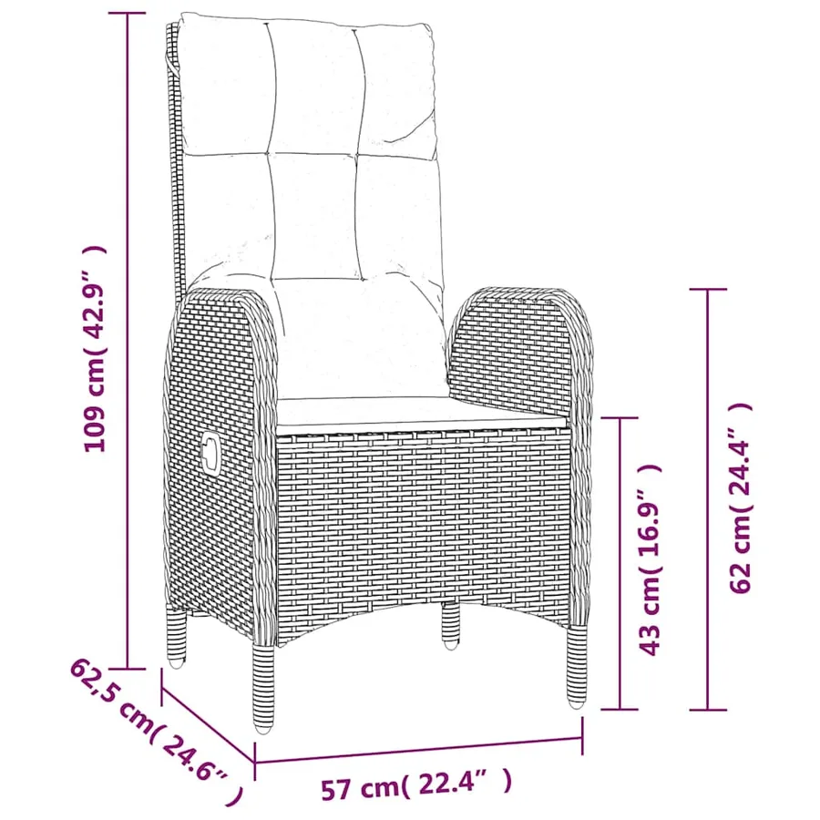 Ensemble à manger de jardin 9 pcs coussins gris résine tressée - 10