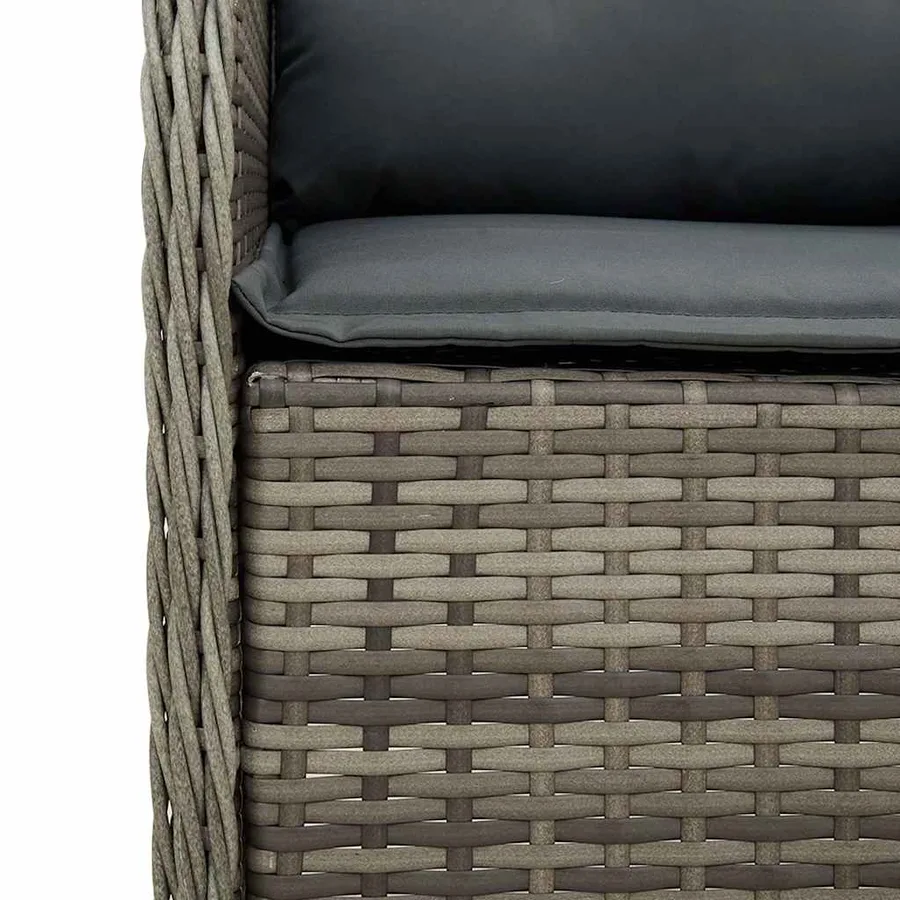 Ensemble à manger de jardin 9 pcs coussins gris résine tressée - 6