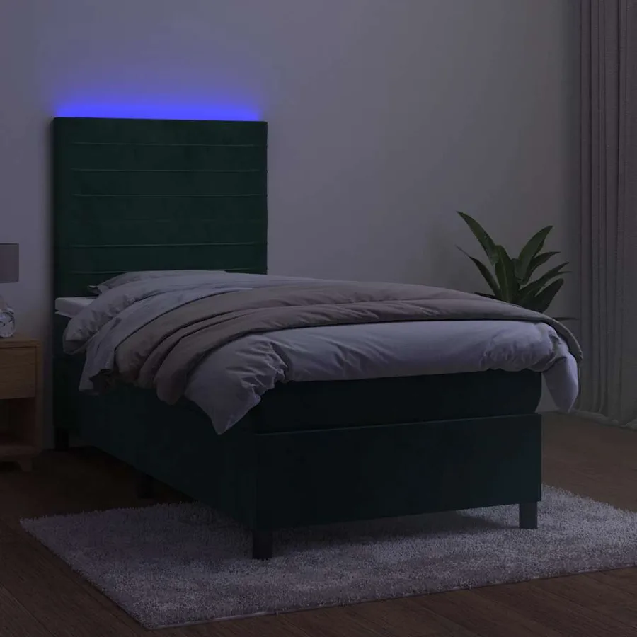 Sommier à lattes de lit matelas LED Vert foncé 90x200cm Velours - 4