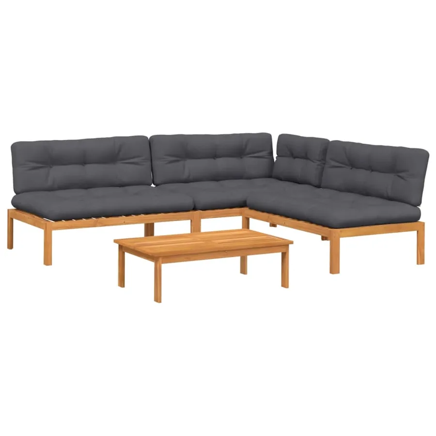 Salon palette de jardin avec coussins 4pcs bois d'acacia massif - 2