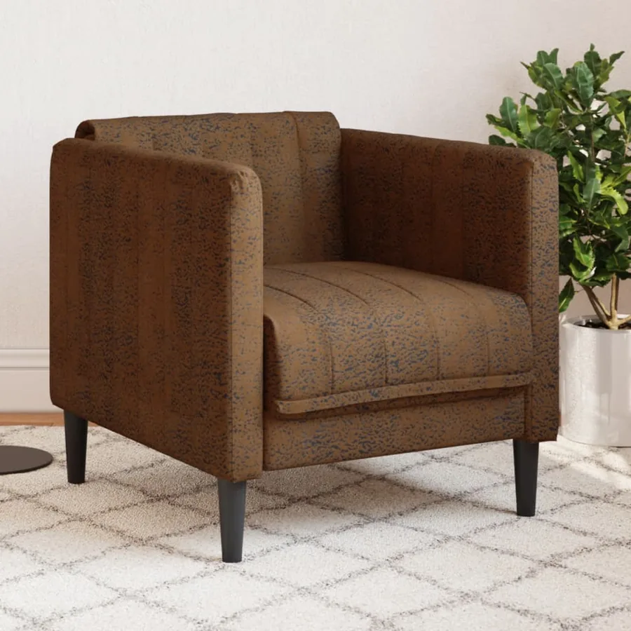 Fauteuil marron similicuir daim