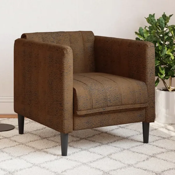 Fauteuil marron similicuir daim