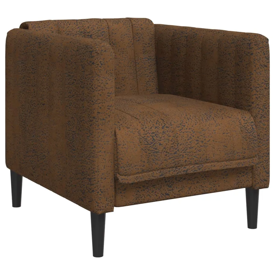 Fauteuil marron similicuir daim - 2