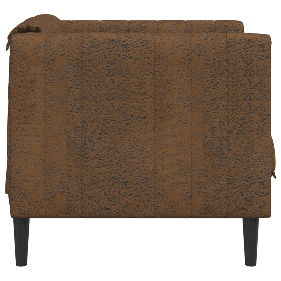 Fauteuil marron similicuir daim - 5