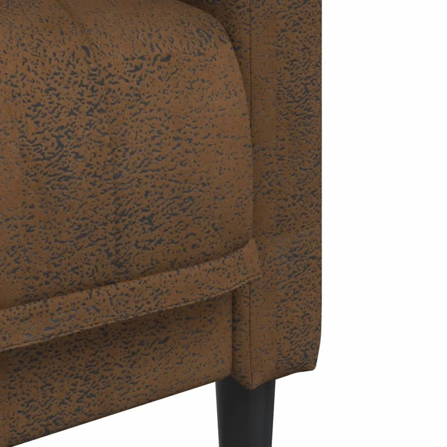 Fauteuil marron similicuir daim - 7