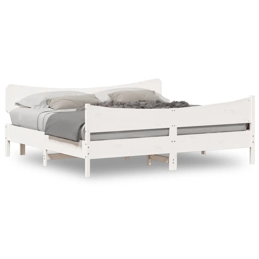 Cadre de lit sans matelas blanc 180x200 cm bois massif de pin - 2