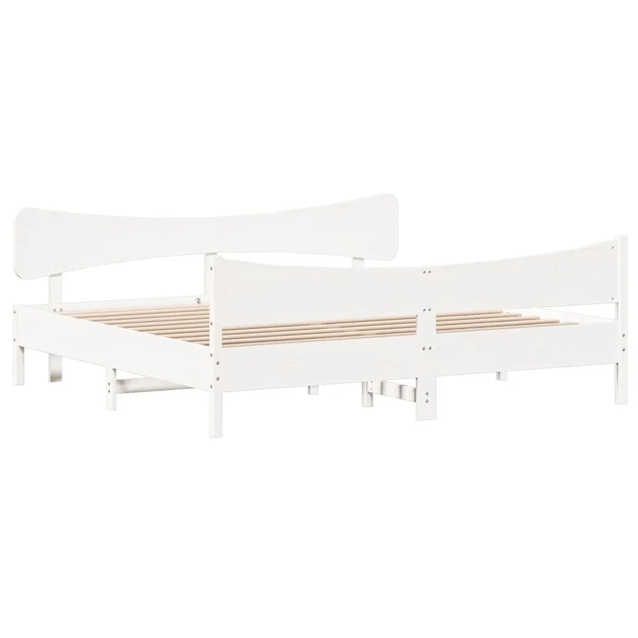 Cadre de lit sans matelas blanc 180x200 cm bois massif de pin - 3