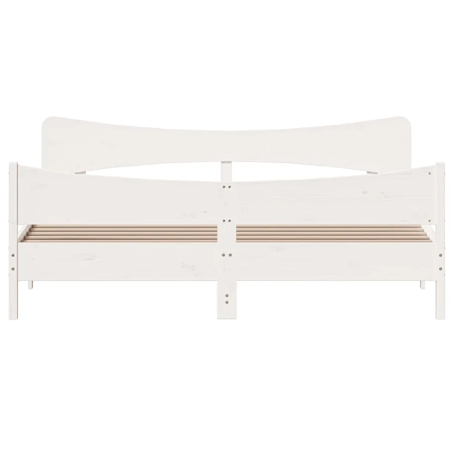 Cadre de lit sans matelas blanc 180x200 cm bois massif de pin - 4