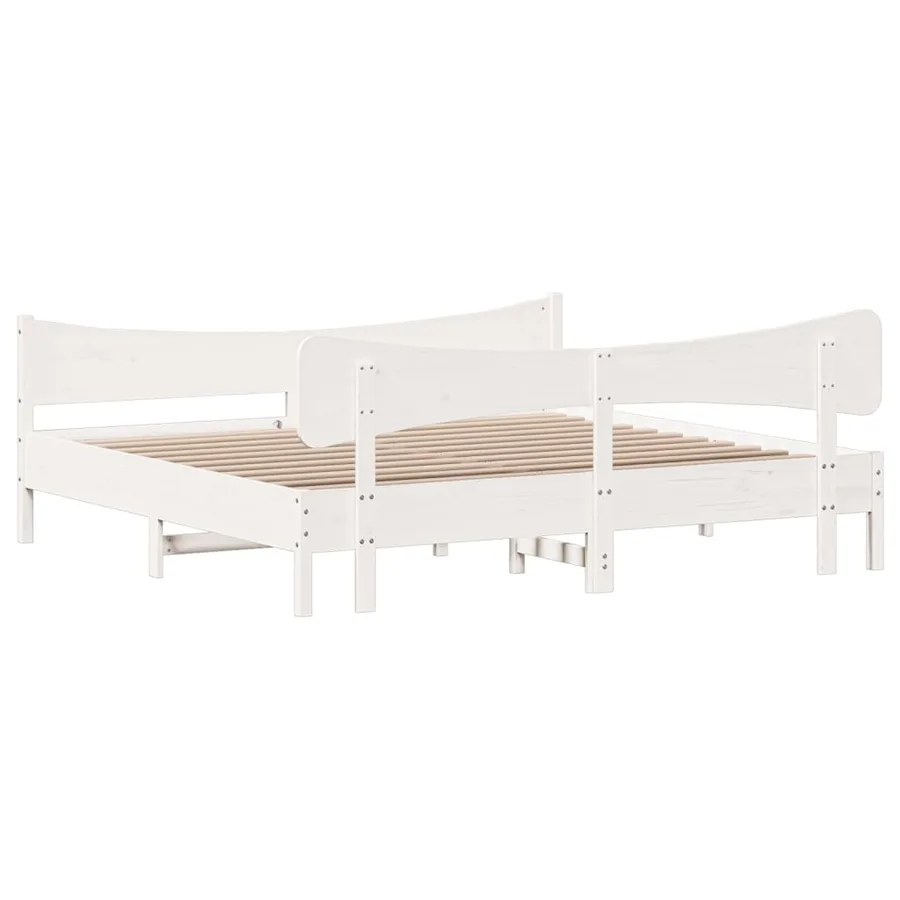 Cadre de lit sans matelas blanc 180x200 cm bois massif de pin - 6
