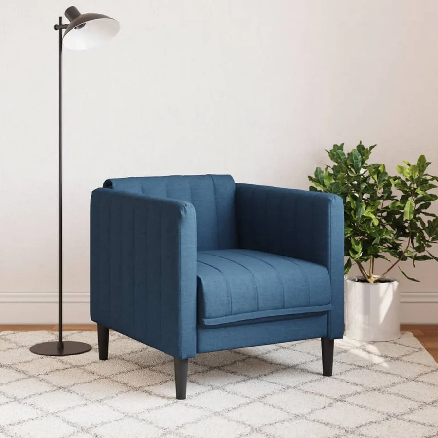 Fauteuil bleu tissu - 3
