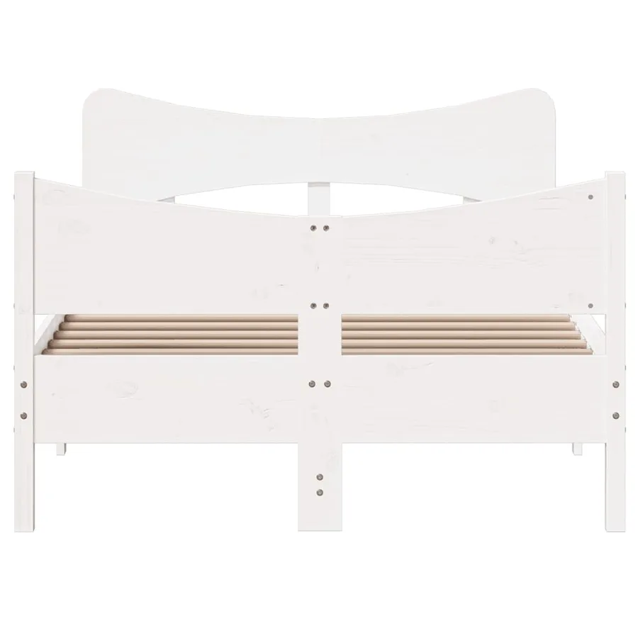 Cadre de lit sans matelas blanc 120x190 cm bois de pin massif - 4