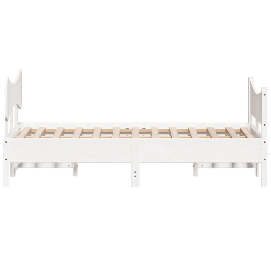 Cadre de lit sans matelas blanc 120x190 cm bois de pin massif - 5