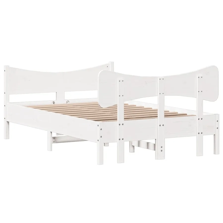 Cadre de lit sans matelas blanc 120x190 cm bois de pin massif - 6