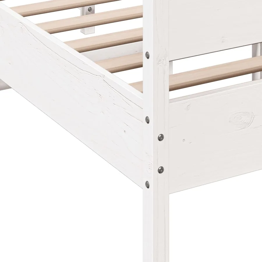 Cadre de lit sans matelas blanc 120x190 cm bois de pin massif - 7