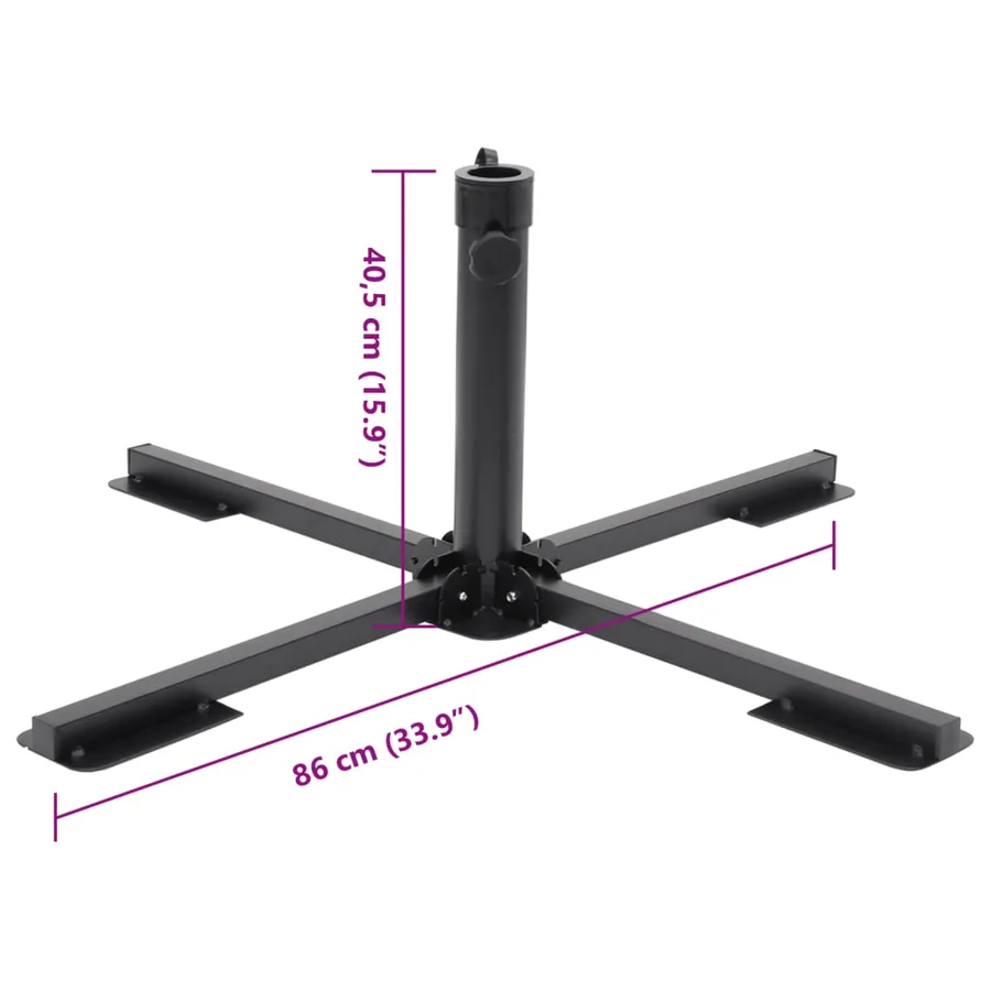 Base de parasol pliable pour mât Ø38/48 mm noir brillant acier - 7