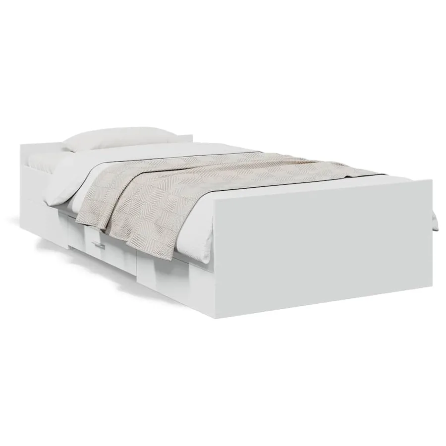 Cadre de lit avec tiroirs sans matelas blanc 75x190 cm - 2