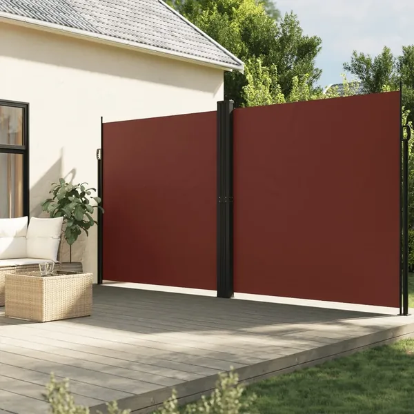 Auvent latéral rétractable marron 200x1000 cm