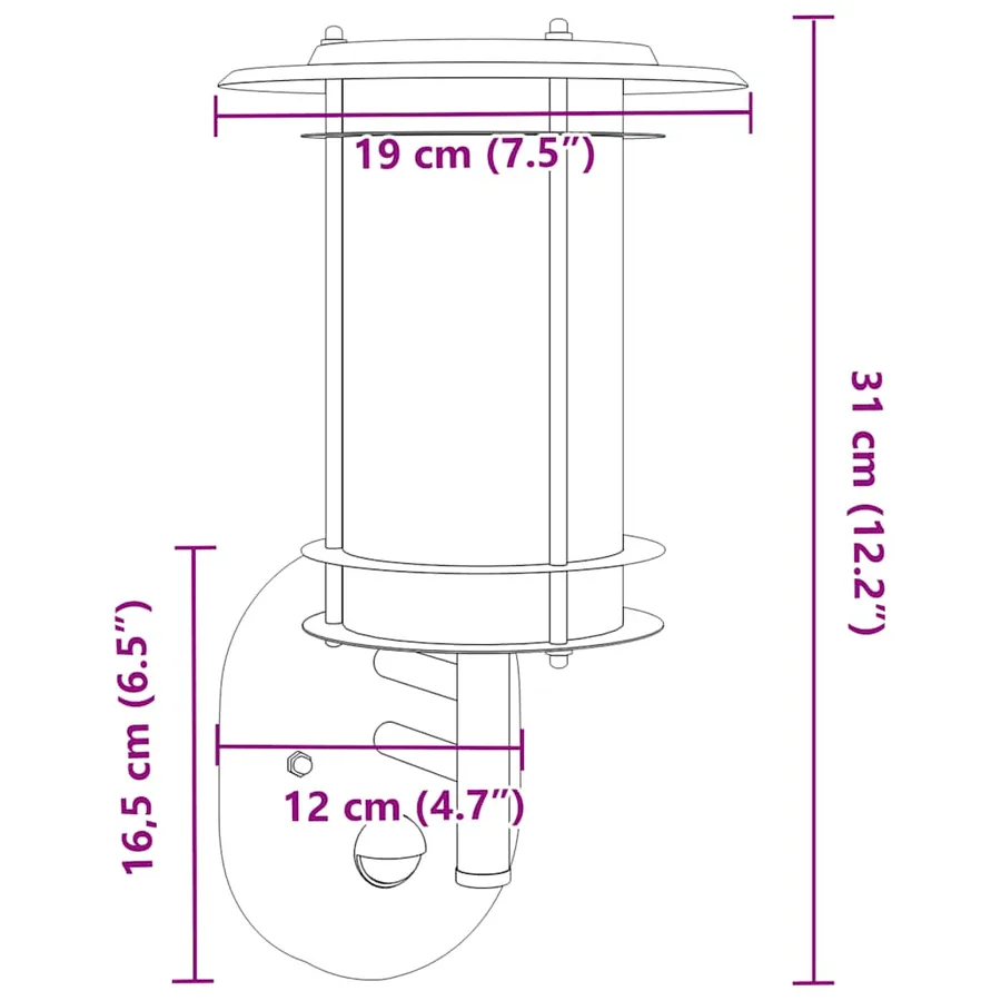 Appliques murales d'extérieur et capteurs 2pcs acier inoxydable - 7