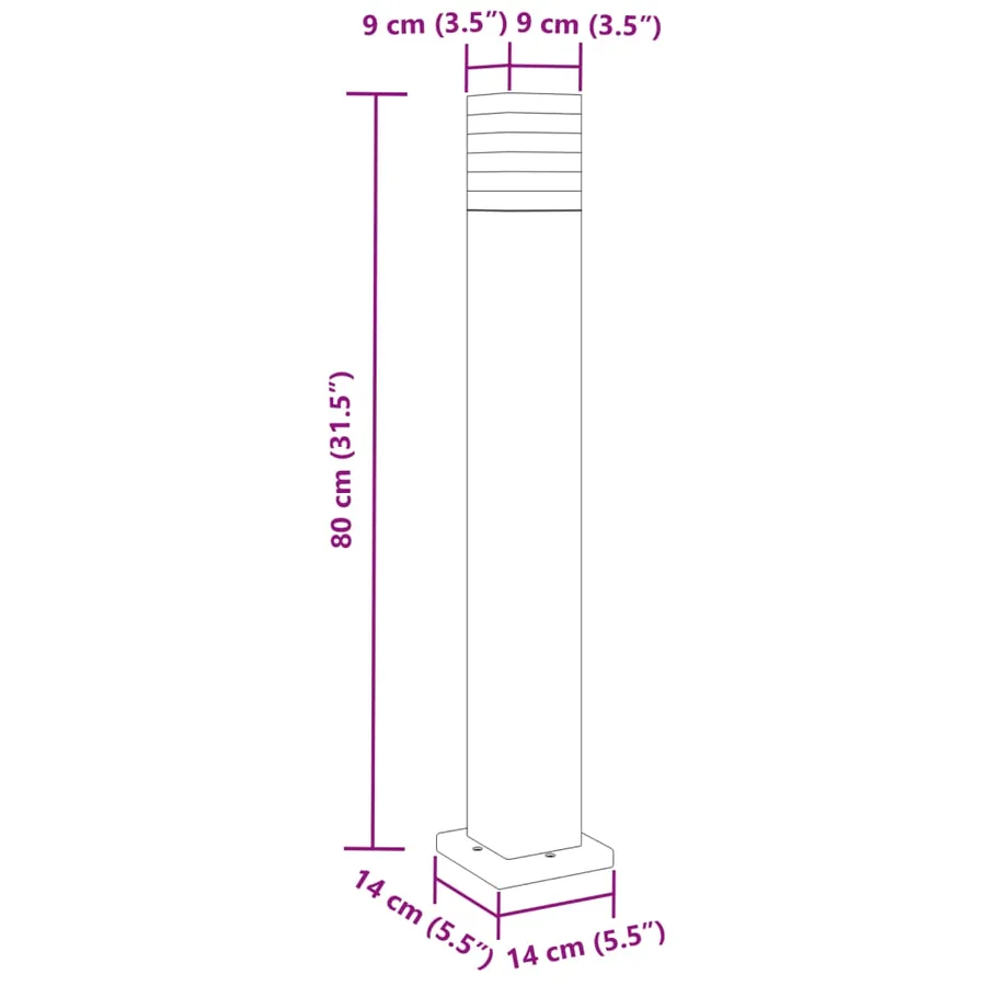 Lampadaires d'extérieur 3 pcs noir 80 cm aluminium - 7