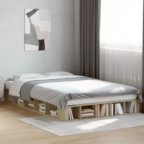 Cadre de lit sans matelas chêne sonoma 120x200 cm