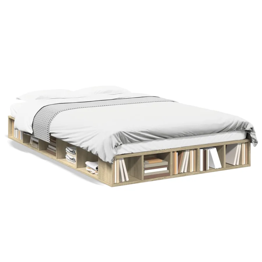 Cadre de lit sans matelas chêne sonoma 120x200 cm - 2
